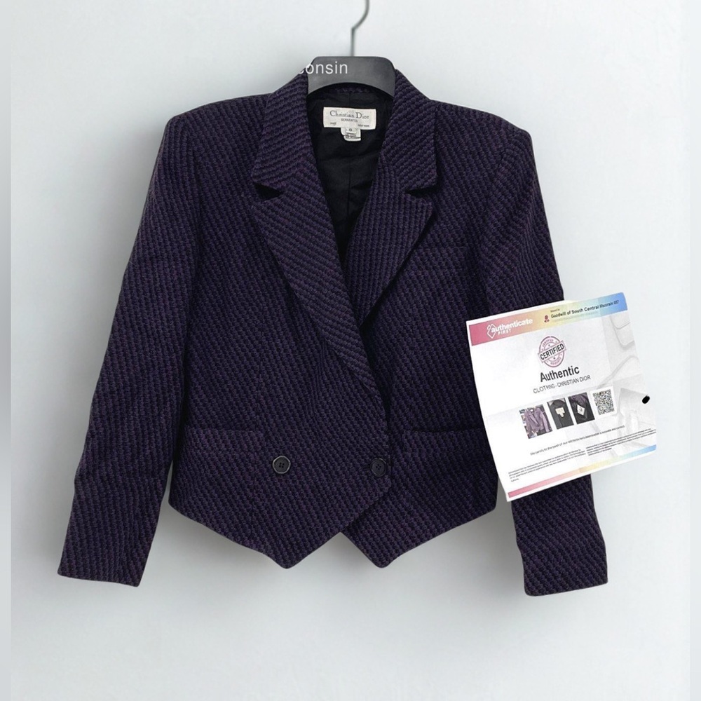 Vintage Christian Dior Wool Cropped Blazer – Authentic – Size 8